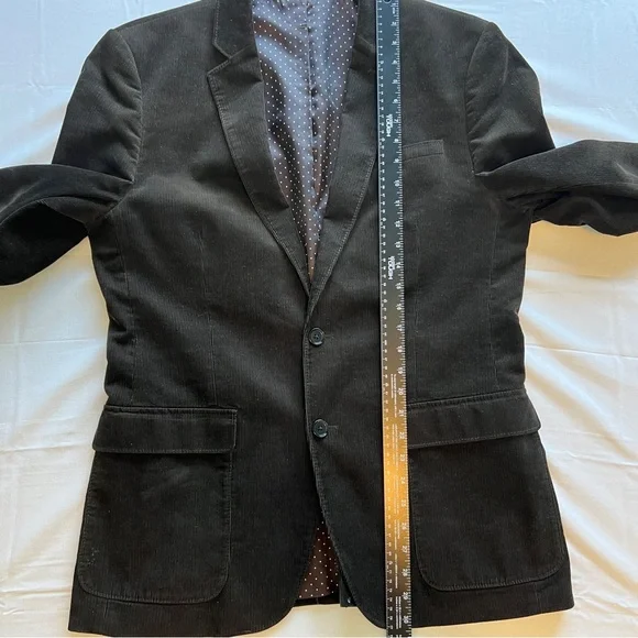 Express Men's Deep Brown Fitted Corduroy Blazer Jacket - Picture 8 of 10
